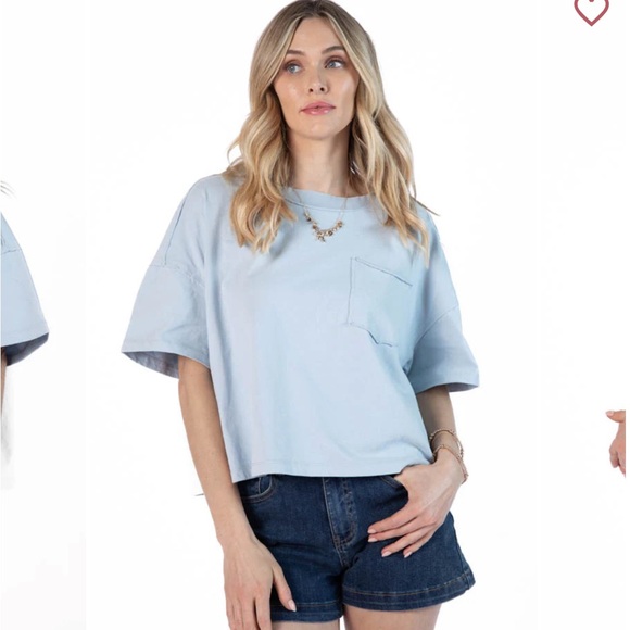 Perfect Staple Blue Soft Knit Pocket Tee - Picture 3 of 5